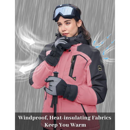 Damen Winterjacke mit Fleece, wasserdicht, Rosig L