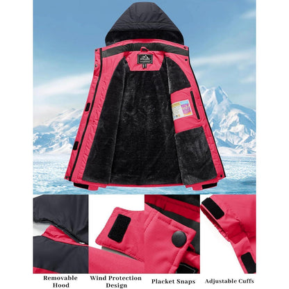Damen Skijacke Winterjacke Fleece Parka Rosa