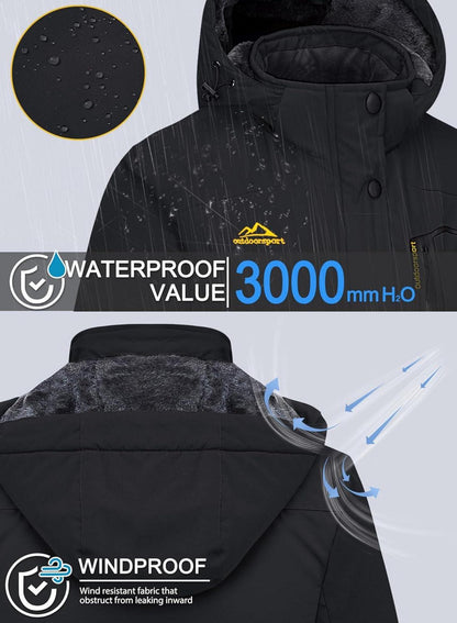 Winterjacke Damen Softshell Funktionsjacke Ski Outdoor Fleece Schwarz