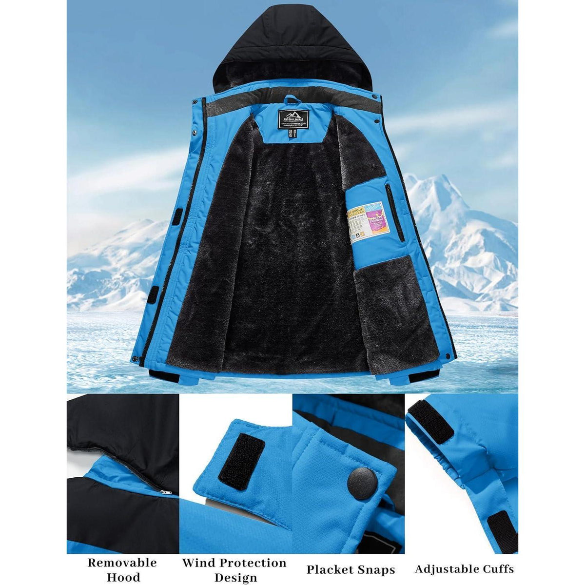 Damen Winterjacke mit Fleece – Wasserdicht & Winddicht – Blau/Schwarz
