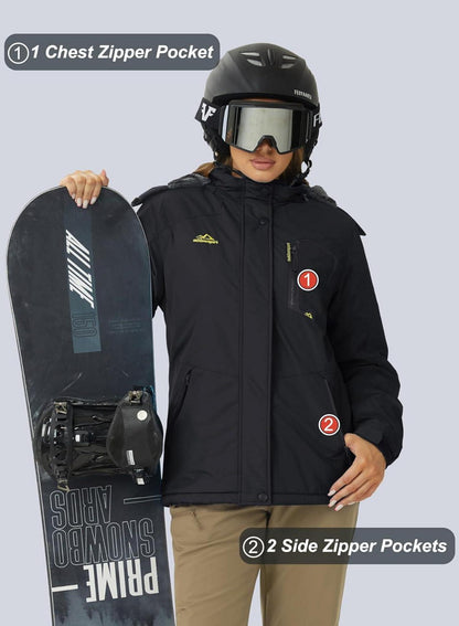 Damen Winterjacke Softshell Ski Fleece Gefüttert Outdoor Schwarz