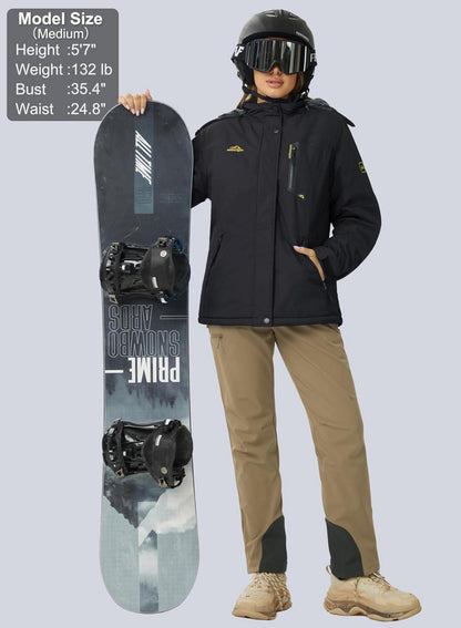 Damen Winterjacke Softshell Ski Fleece Gefüttert Outdoor Schwarz