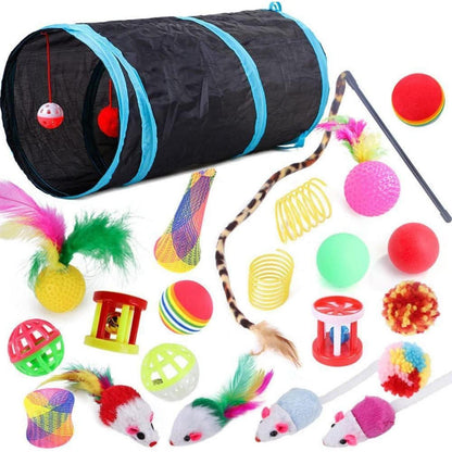 Katzenspielzeug Set mit Katzentunnel Interaktiv Spielzeug