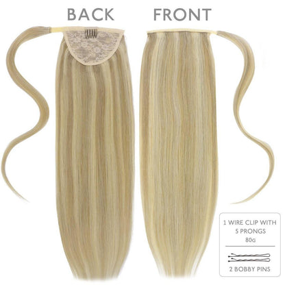 Hellblond Highlights Pferdeschwanz Echthaar Haarverlängerung 45cm