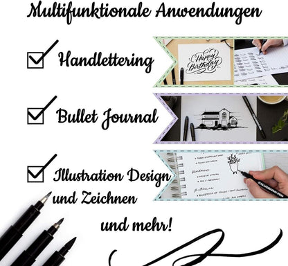 Kalligraphie Stifte Set 6er Schwarz Schnelltrocknender 4