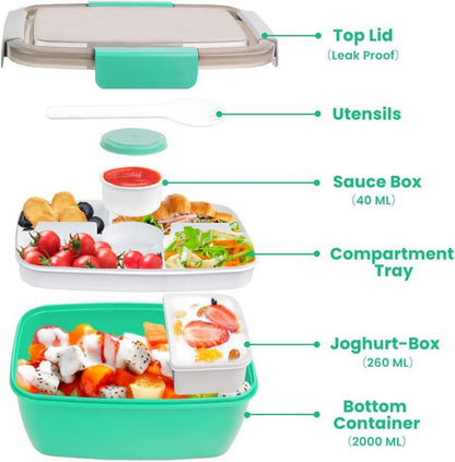 Bugucat Lunchbox Erwachsene 2000ML Salatbox to Go Grün
