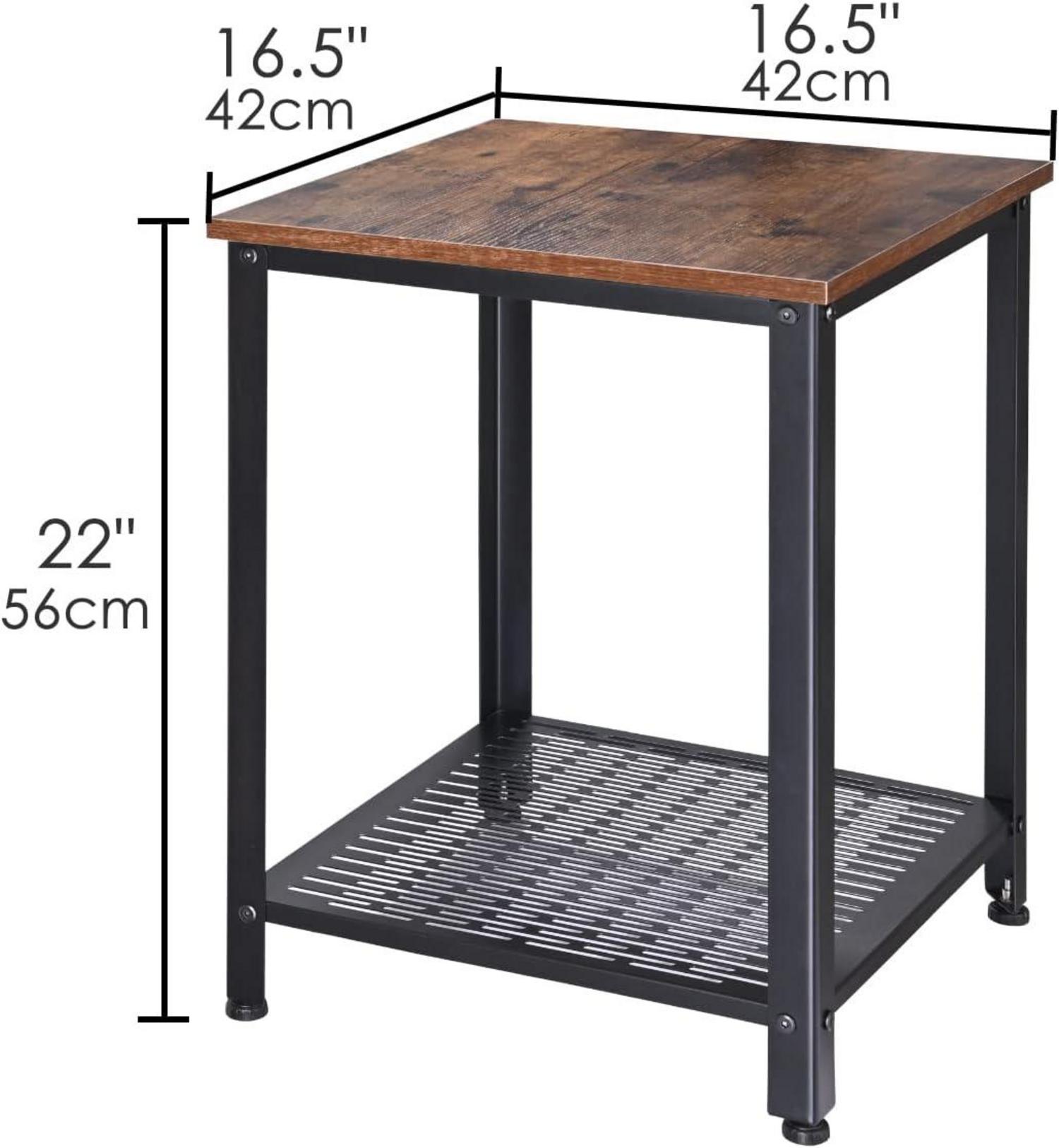 Beistelltisch Industrie-Design, Nachttisch mit 2 Ebenen, Sofatisch 42
