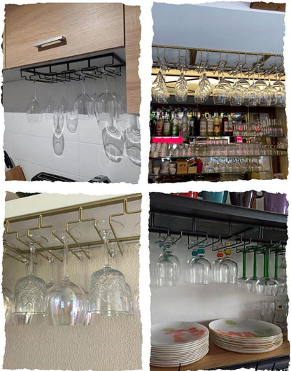 Weinglashalter 5 reihige Gläserhalter Metall Halter Schwarz 2 Stück