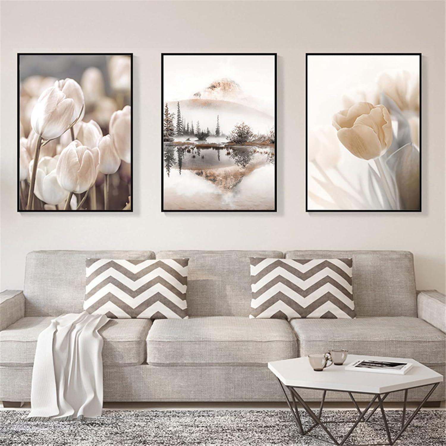 Premium Poster Set 3er Vintage Bilder Beige ohne Bilderrahmen 30 x 40