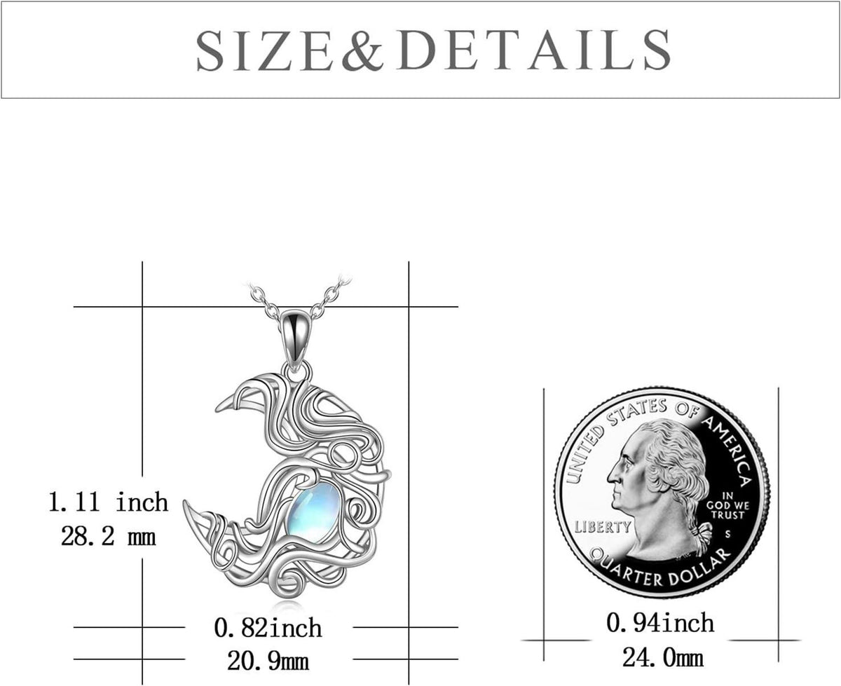 925 Sterling Silver Moon Necklace Pendant Gifts for Women Girls