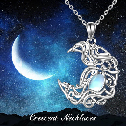 925 Sterling Silver Moon Pendant Necklace Jewelry Gift for Women Girls