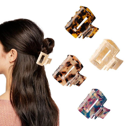4PCS Acrylhaarclips Schildpatt-Zähne-Klemme Leopardendruck