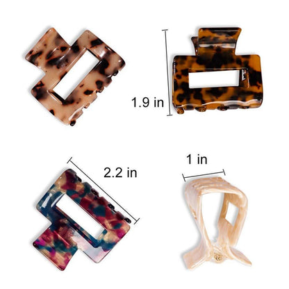 4PCS Acrylhaarclips Schildpatt-Zähne-Klemme Leopardendruck