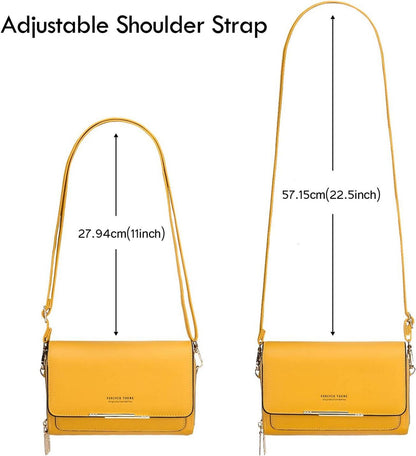 Kleine Damen Umhängetasche PU Leder Crossbody A-gelb