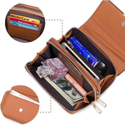 Kleine Handy Umhängetasche Crossbody A-purpur Rosa in Lederoptik