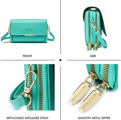 Kleine Damen Umhängetasche Crossbody Handytasche grün PU Leder magnetisch