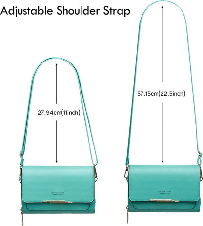 Kleine Damen Umhängetasche PU Leder Handytasche Crossbody A-hellgrün