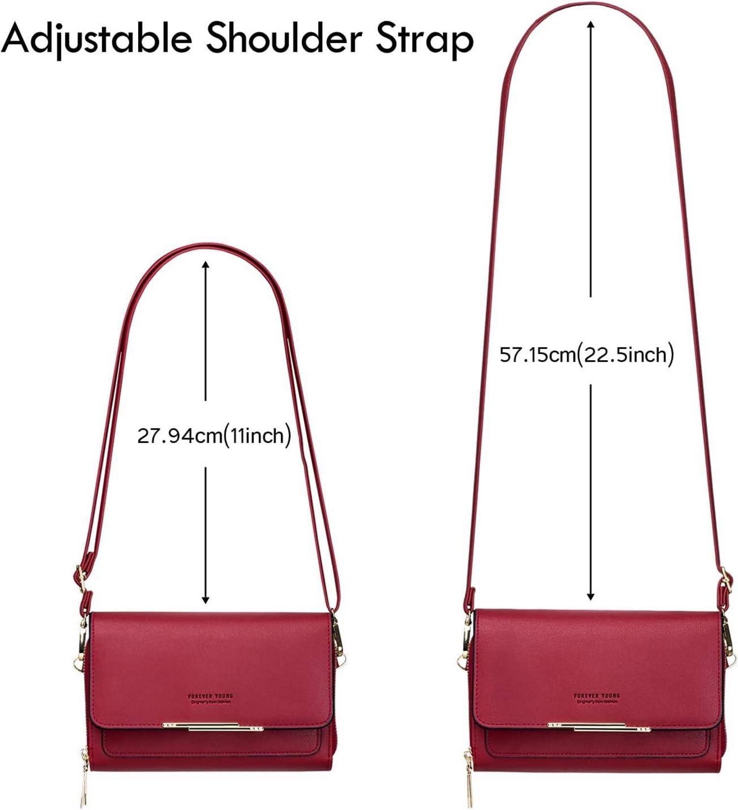 Kleine Damen Umhängetasche PU Leder Schultertasche Crossbody A-weinrot