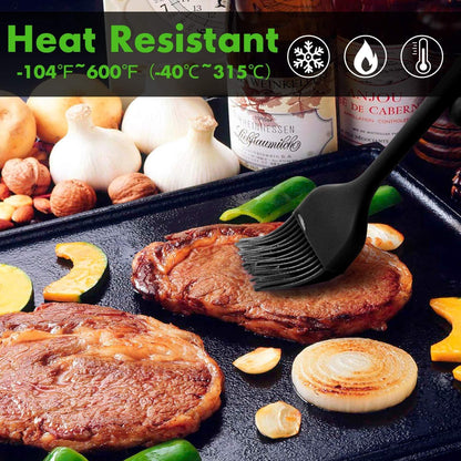 Silikon Backpinsel Set BPA-frei BBQ Grillen Küche Schwarz 2 Teile