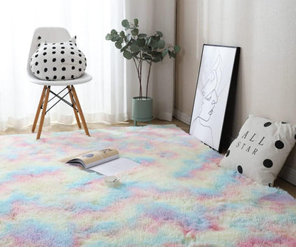 Hochflor Teppich 80x160 Bunt Modern Flauschig Weich für Wohnzimmer Kinderzimmer