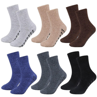 6 Paar flauschige Thermo-Socken mit Anti-Rutsch-Griff