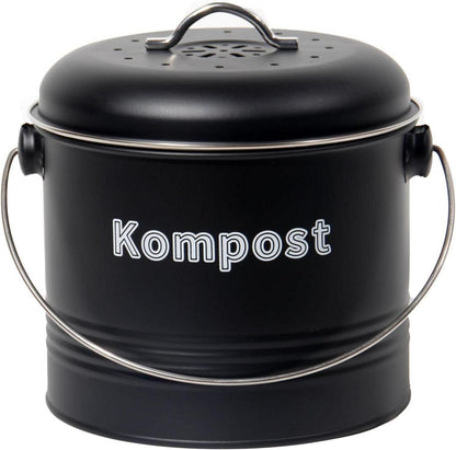 Biomülleimer Küche 3,5 L mit Aktivkohlefiltern und Retro-Design