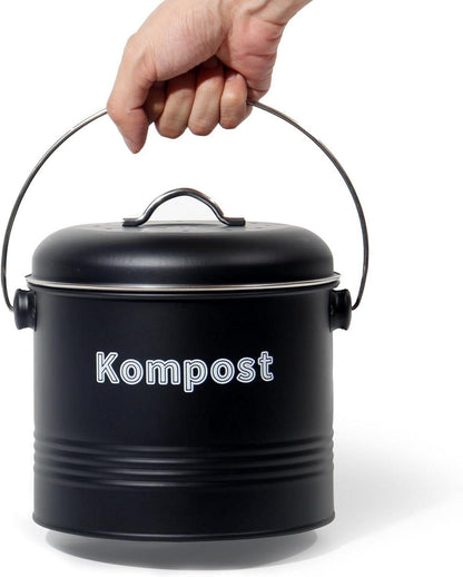 Biomülleimer Küche 3,5 L Aktivkohlefilter Geruchsdicht Schwarz