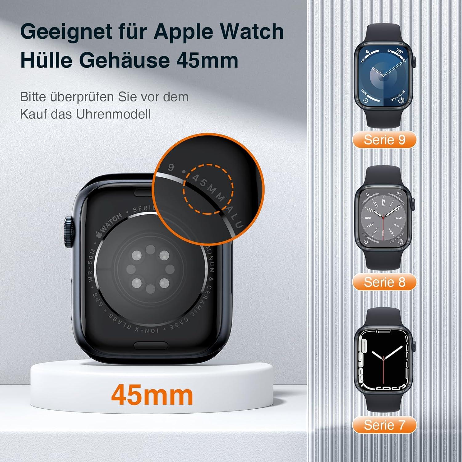 LK 2 Stück Schutzhülle Apple Watch Series 9/8/7 45 mm
