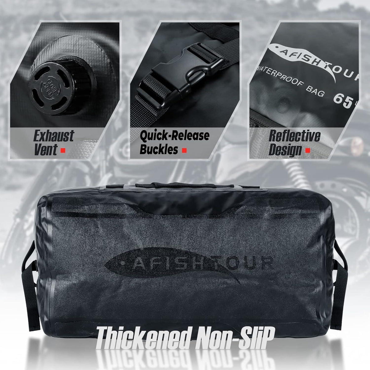 65L Wasserdichte Duffelbag – Reisetasche für Motorrad, Kajak & Boot