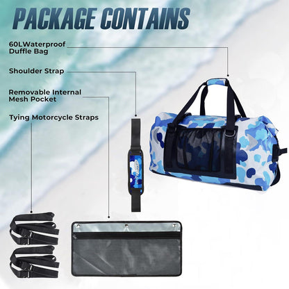 65L Wasserdichte Duffelbag – Motorrad-Reisetasche mit Gurten