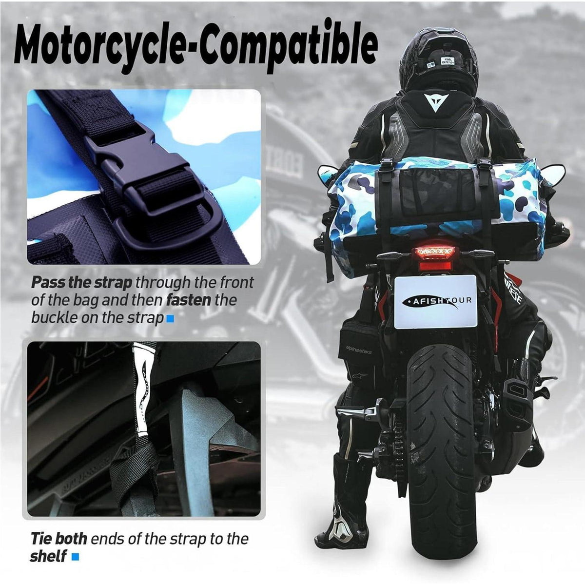 65L Wasserdichte Duffelbag – Motorrad-Reisetasche mit Gurten