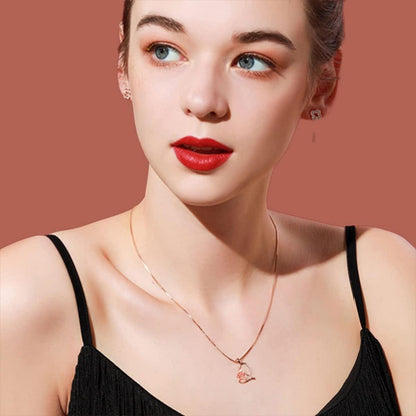 SWEETIME Damen Halskette Silber 925 Herz-Anhänger roségold