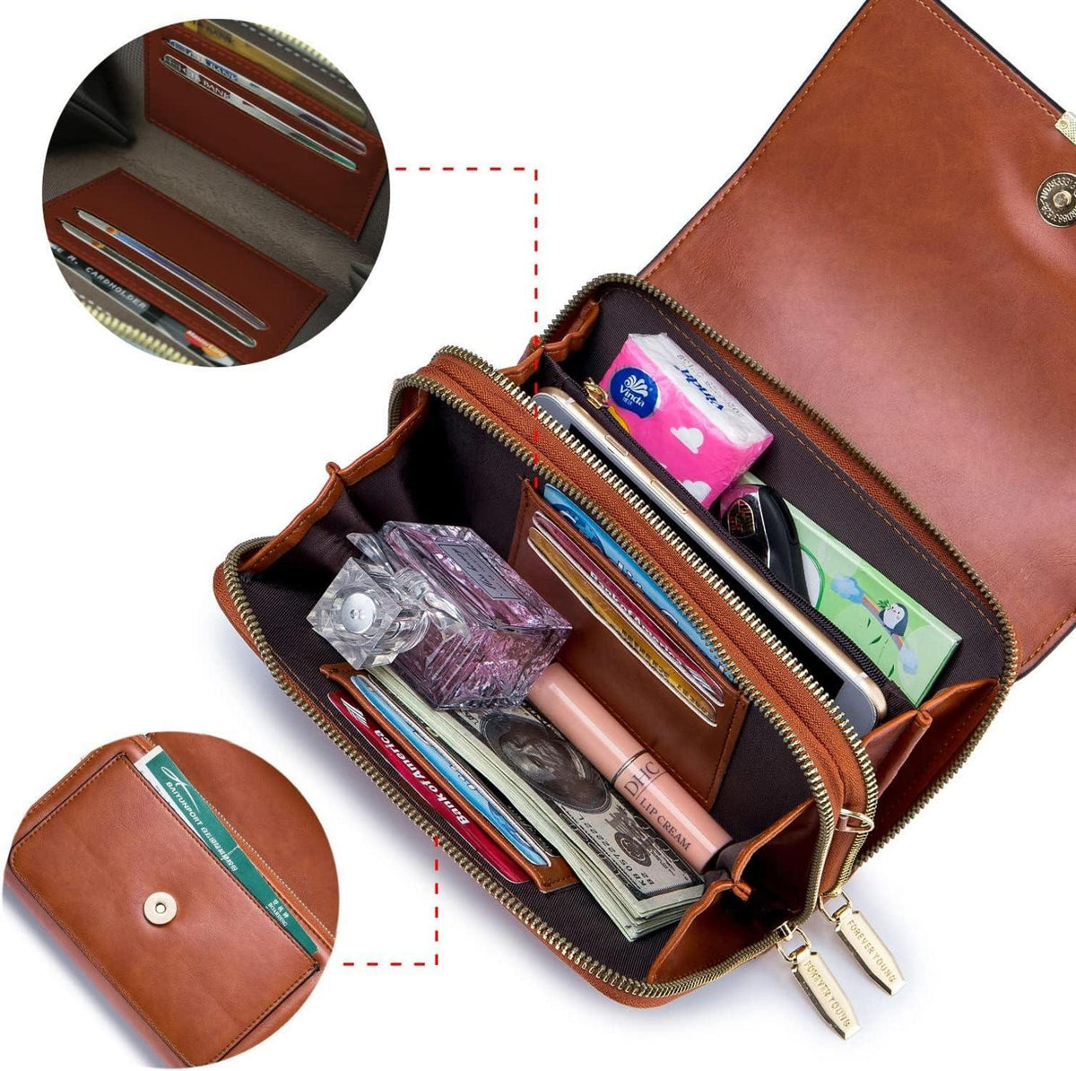 Kleine Damen Umhängetasche Crossbody Schultertasche Ölwachs-gelbbraun