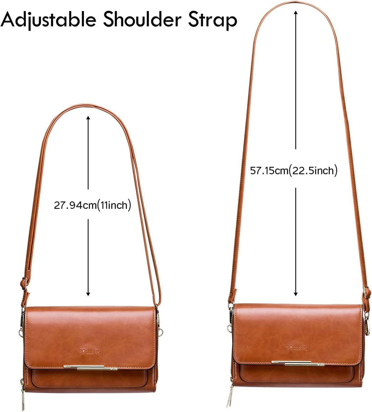 Damen Kleine Umhängetasche PU Leder Crossbody Schultertasche Ölwachs-gelbbraun