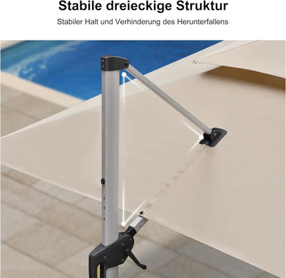 Sonneschirm Rechteckig 300x400cm Ampelschirm Groß Stabil UV50+ Beige