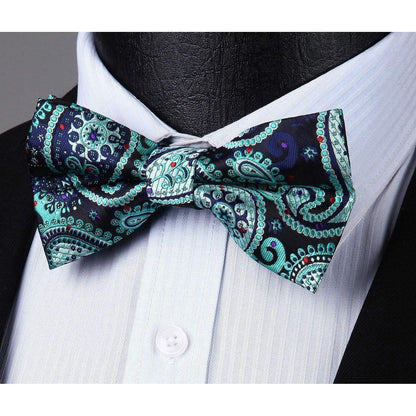 Herren Fliege kariert Einstecktuch Set Jacquard Hochzeit