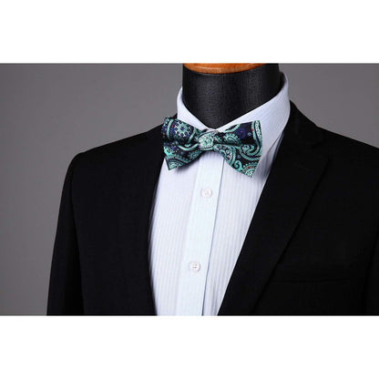 Herren Fliege kariert Einstecktuch Set Jacquard Hochzeit
