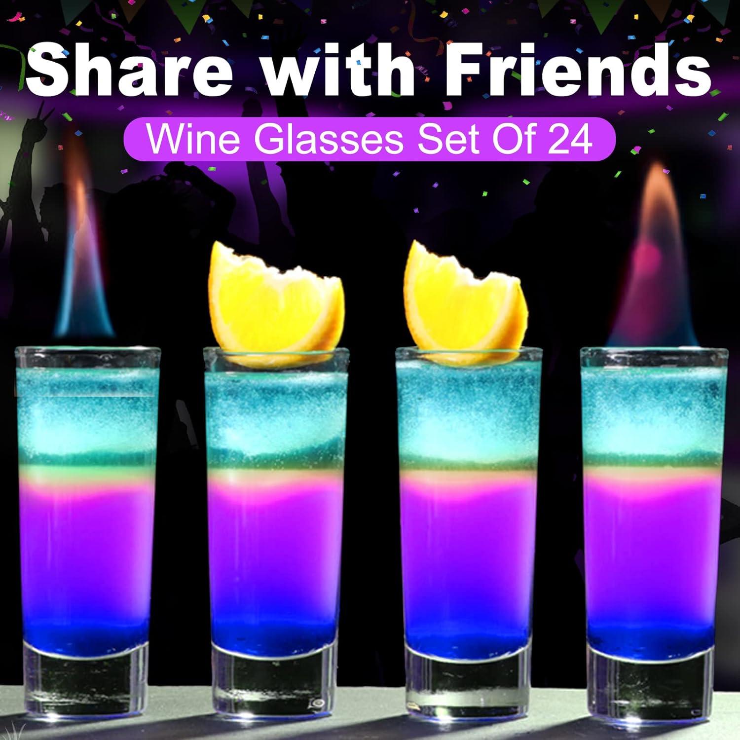 24er Set Schnapsgläser 60ml transparent runde Shotgläser