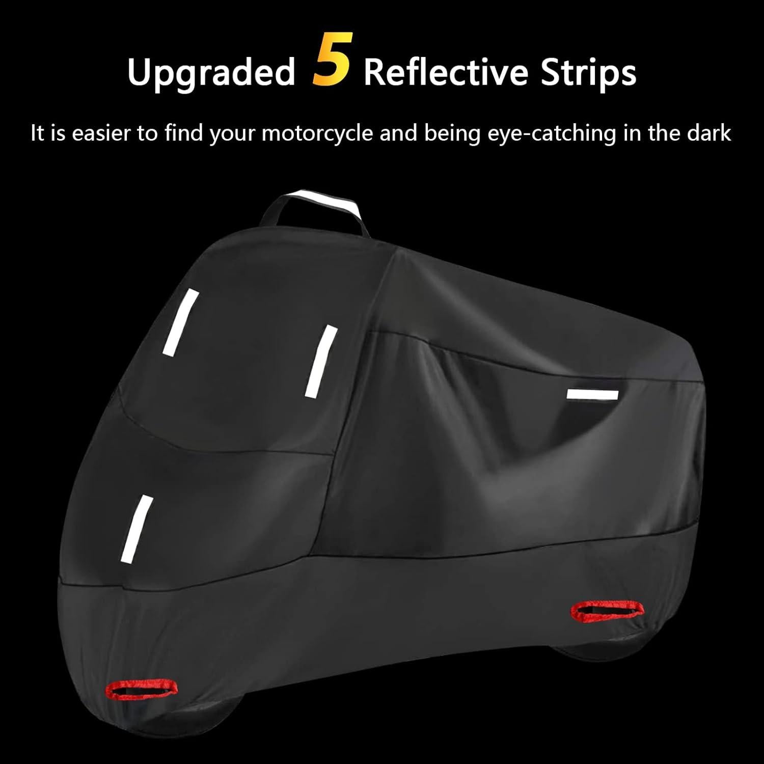 Motorradabdeckung 300D Wasserdicht Oxford Reflektionsstreifen Schlossloch 245x95x125cm