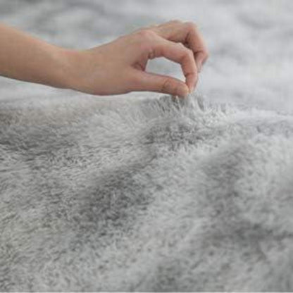 Hochflor Teppich Grau Weiß 200x200 cm Flauschig Weich