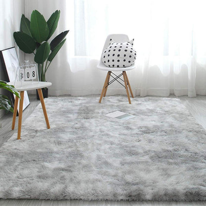Hochflor Teppich Grau Weiß 200x200 cm Flauschig Weich