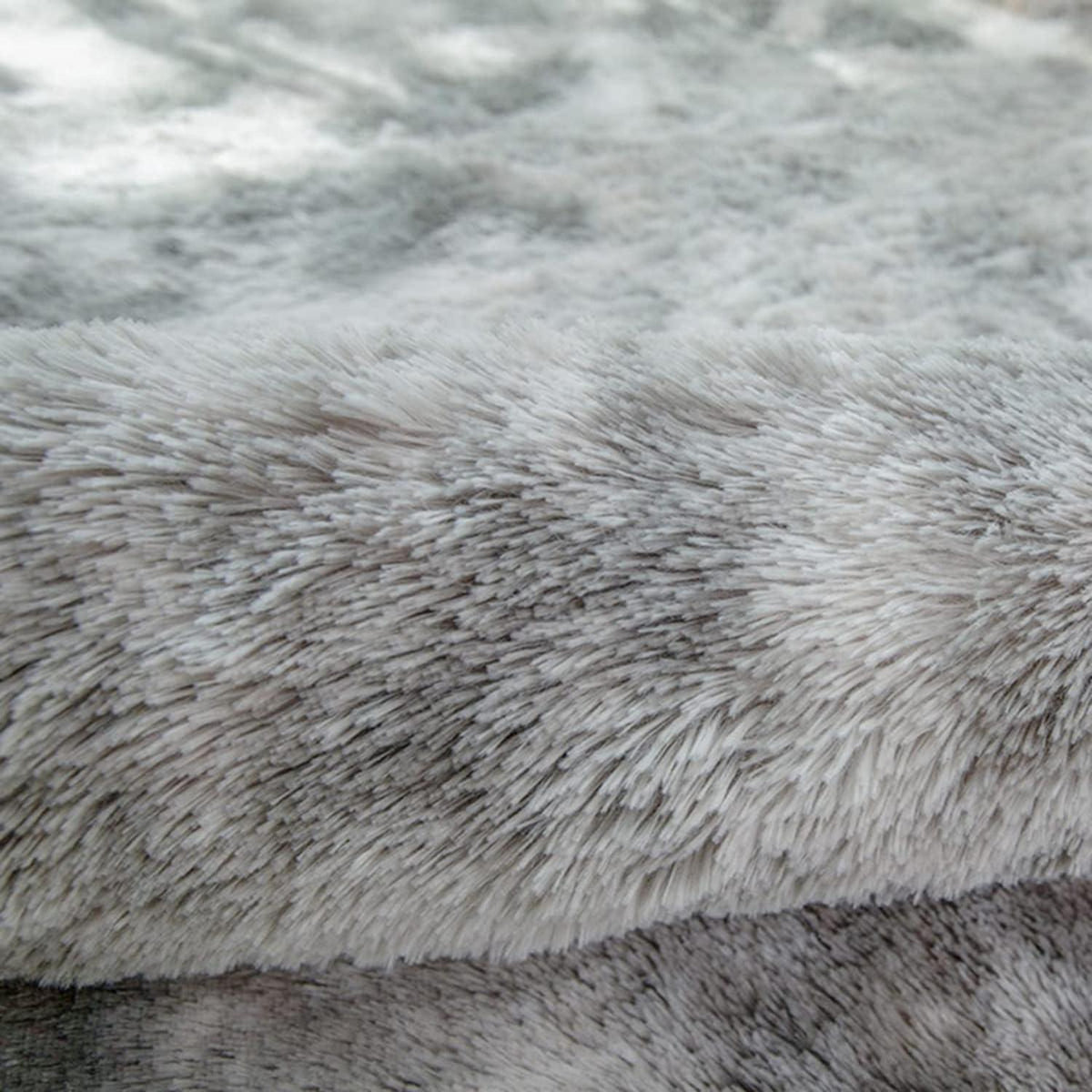 Hochflor Teppich Grau Weiß 200x250 cm Flauschig Weich