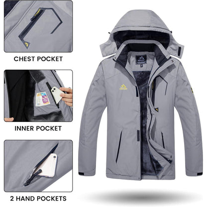Herren Winterjacke wasserdicht & winddicht mit Fleece-Futter