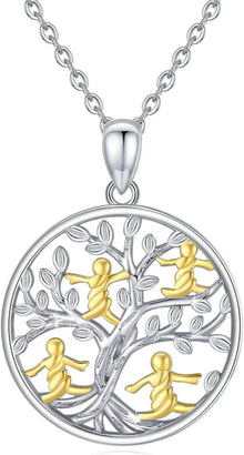 TRISHULA Lebensbaum Kette 925 Sterling Silber Anhänger Geschenk