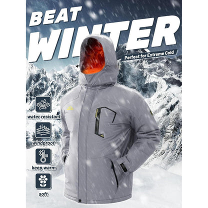 Herren Winterjacke wasserdicht warm gefüttert mit Kapuze XL Hellgrau