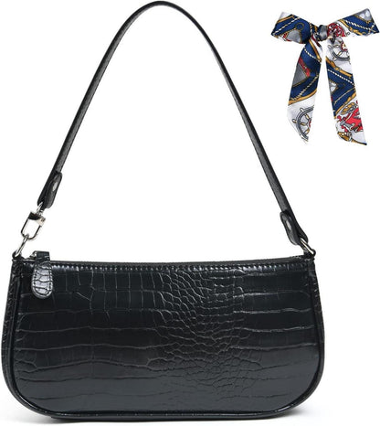 Vintage Umhängetasche mit Krokoprägung Retro Classic Crossbody