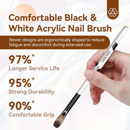 Saviland 3 Stück Acryl Pinsel Set Nailart Pinsel für Nägel Größe 8/10/14 für Gelnägel & Acryl Liquid Weihnachten Geschenkset