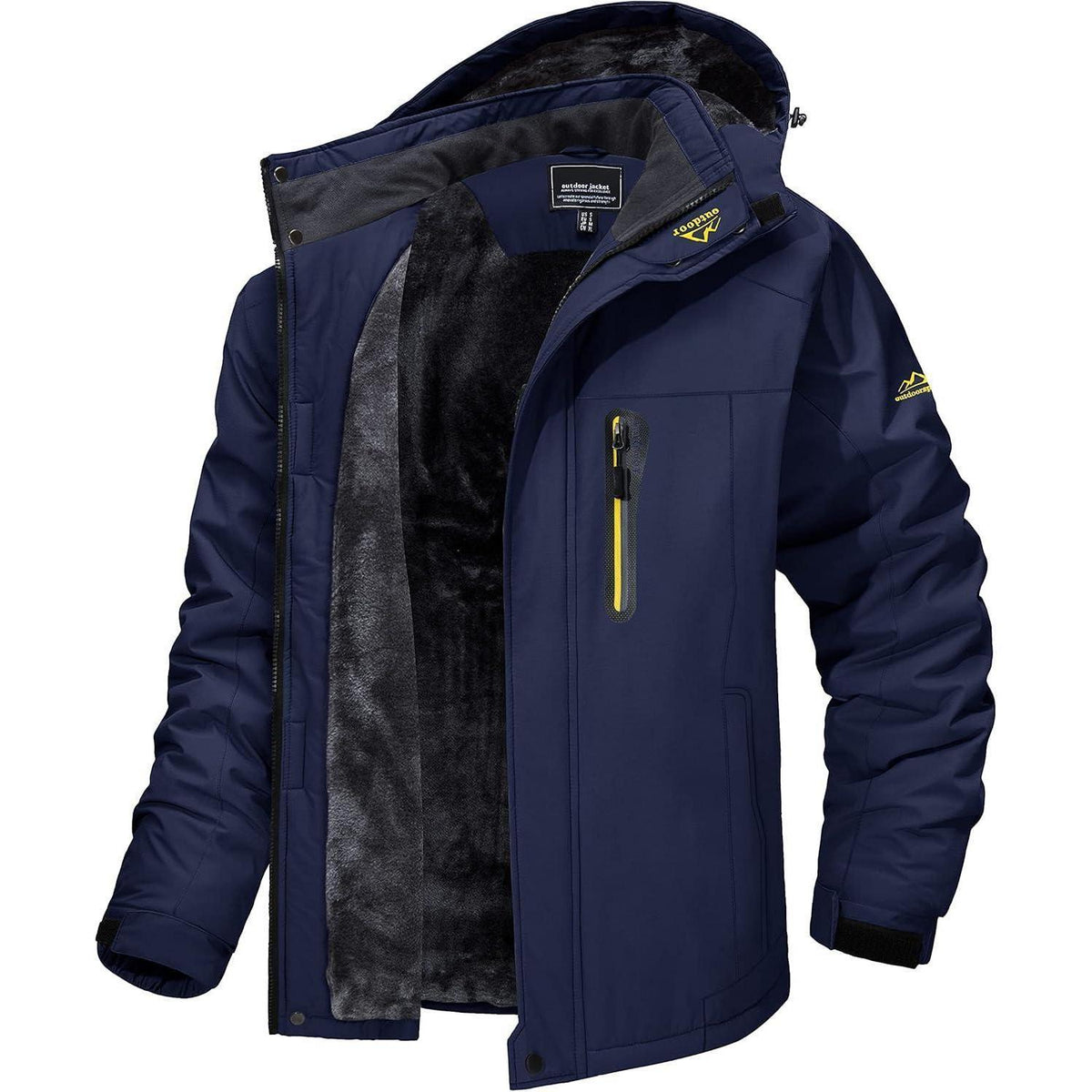 Herren Fleecejacke Winter Warm Gefüttert Winddicht Wasserdicht Dunkelblau S