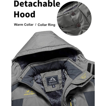 Herren Fleecejacke Winter Warm Gefüttert Winddicht Wasserdicht Jacke Grau