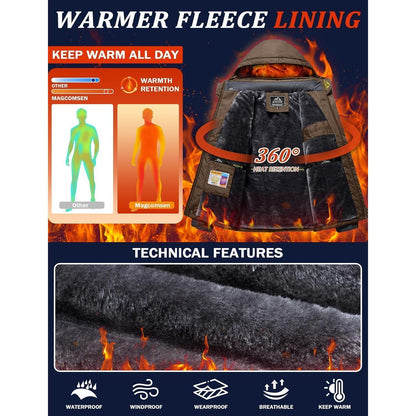 Herren Fleecejacke Winter Warm Gefüttert Winddicht Wasserdicht Jacke 3XL